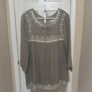 JODIFL Gray 3/4 Sleeve Embellished Blouse